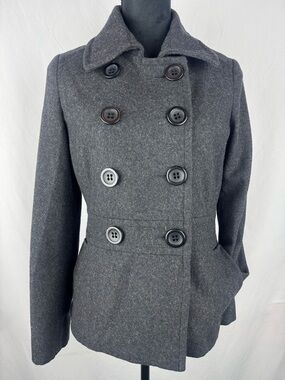 American Rag Women's Charcoal Gray Double-Breasted Pea Coat